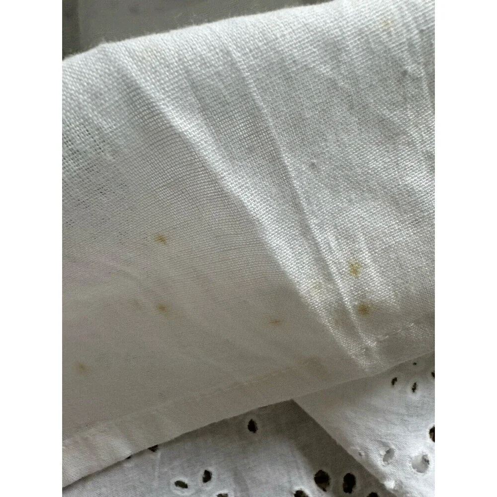 White Cotton Summer Sundress Spaghetti Strap Eyelet Women’s Medium